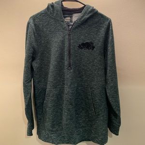 Roots Half-Zip Hoodie - sz Small - Heathered Green